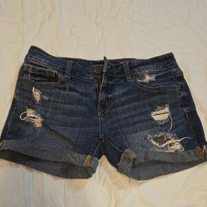 Aeropostale Dark Blue Ripped Jean Shorts